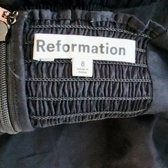 REFORMATION MICHAELA BABYDOLL MINI BLACK DRESS PUFF SLEEVES SIZE 8 - Picture 5 of 16